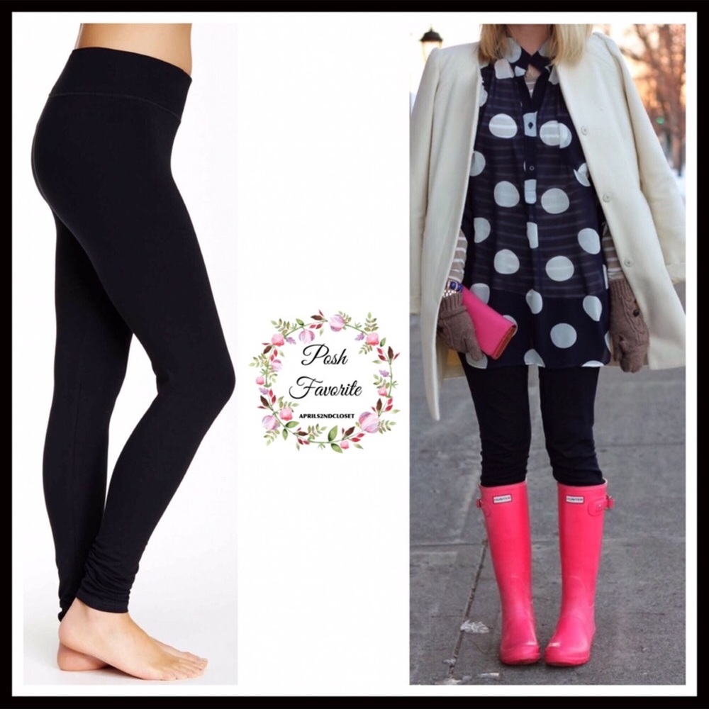 BLACK LEGGINGS KNIT SKINNY PANTS - Picture 6 of 8
